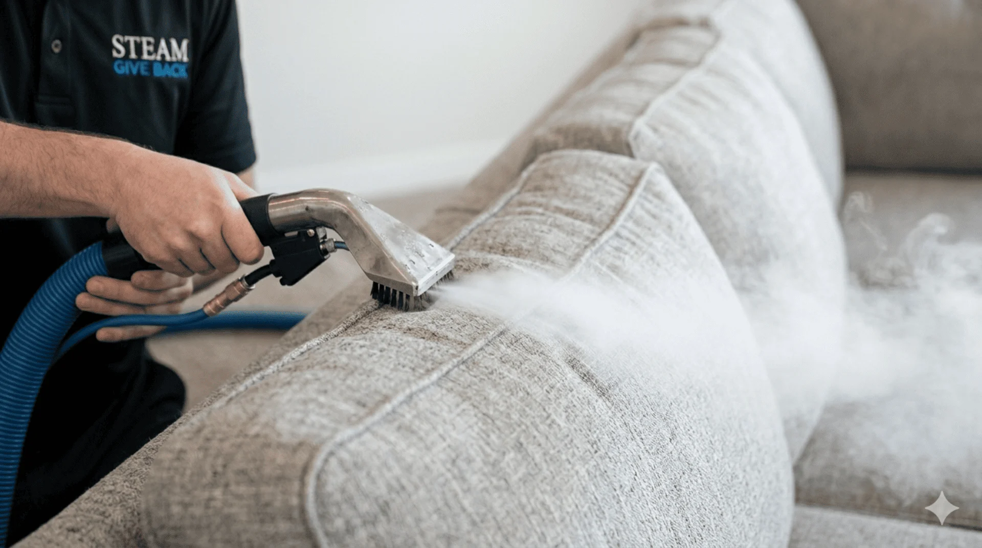 Professional upholstery cleaning on a sofa